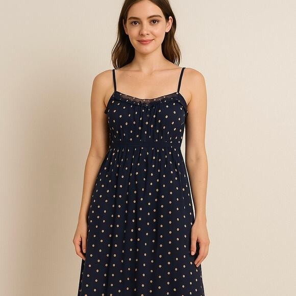 Vintage Dresses & Skirts - Y2K Vision Apparel Silk Polkadot Pleated Baby Doll Retro Mini Dress Size 6